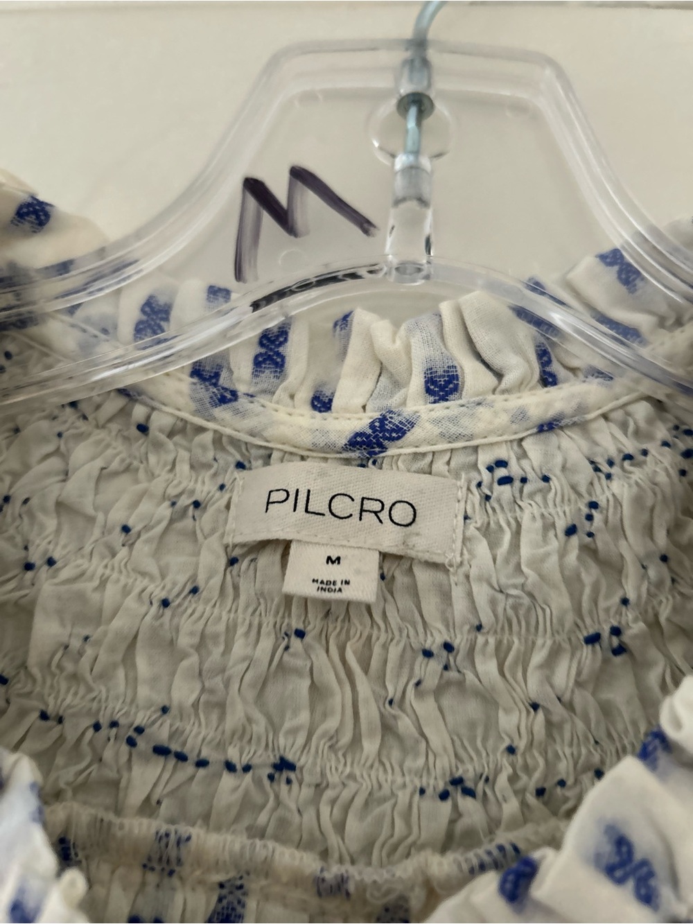 Pilcro White Cotton Blouse with Blue Embroidery - Picture 2 of 10